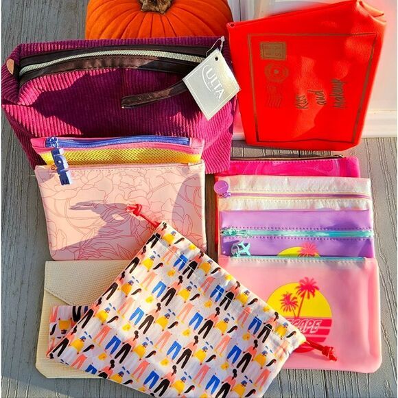 Makeup bag bundle 10 new zip & drawstring bags ipsy & ulta - Picture 1 of 14
